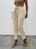 Kemerli Bilek Pantolon     -Bej thumbnail 2