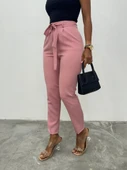 Kemerli Bilek Pantolon     -Pudra thumbnail 1