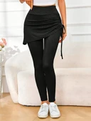 Kadın Yüksek Bel Yandan Büzgülü Alttan Uzun Kaşkorse Tayt Etek thumbnail 3