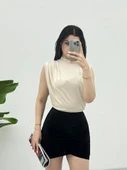 Sıfır Kol Vatkalı Sandy Bluz -Bej thumbnail 1