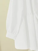 Önü Fiyonk Detaylı Parçalı Gömlek -Beyaz thumbnail 4