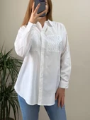 Cebi Taşlı Poplin Gömlek -Beyaz thumbnail 2
