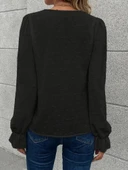 Kadın Uzun Kollu V Yakalı önden Düğmeli Bluz thumbnail 4