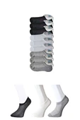 LitaeTrend Siyah Gri ve Beyaz Erkek Görünmez Çorap 9 çift thumbnail 1