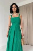 Yeşil Askılı Aparatlı Brode Elbise thumbnail 2
