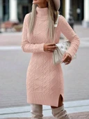 Loren Yünlü Motifli Midi Boy Triko Elbise thumbnail 3