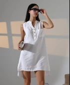 Düğme Detaylı Mini Elbise thumbnail 1