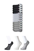 LitaeTrend Siyah Gri ve Beyaz Erkek Görünmez Çorap 12 çift thumbnail 1