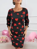 Kadın Uzun Kollu Bisiklet Yaka Dalgıç Mini Boy Elbise thumbnail 8