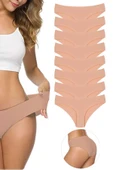 LitaeTrend 8 Adet Kadın Dikişsiz Lazer Kesim Esnek İz yapmayan Külot Ten thumbnail 1