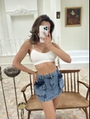 6458 DENİM LOW WAIST SKIRT-MAVİ thumbnail 5