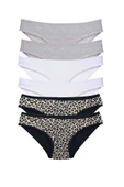 LitaeTrend 6 Adet Likralı Kadın Slip Külot Leopar Gri Beyaz thumbnail 1