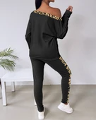 Kadın Uzun Kollu Leopar Detay Viskon Iki Iplik Ikili Takım thumbnail 2