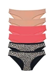 LitaeTrend 6 Adet Likralı Kadın Slip Külot Leopar Ten Fuşya thumbnail 1
