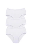 LitaeTrend 3 Adet Tutku Kadın Yüksek Bel Bato Kalın Lastik Külot Beyaz thumbnail 1