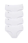 LitaeTrend 4 Adet Tutku Kadın Yüksek Bel Bato İnce Lastik Külot Beyaz thumbnail 1