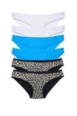 LitaeTrend 6 Adet Likralı Kadın Slip Külot Leopar Beyaz Mavi thumbnail 1