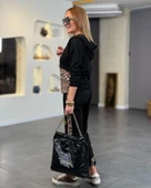 Kadın Uzun Kollu Leopar Detay Sweat Ve Yanı Leopar şerit Detay Pantolon Ikili Takım thumbnail 4