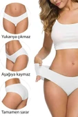 LitaeTrend 6 Adet Kadın Dikişsiz Lazer Kesim Esnek İz yapmayan Külot Beyaz thumbnail 5