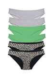 LitaeTrend 6 Adet Likralı Kadın Slip Külot Leopar Gri Yeşil thumbnail 1
