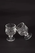 LitaeTrend Ayaklı Kahve Yanı Bardağı Kristal Kesim Shot Bardak 7cm x 4 cm 6 Lı Set thumbnail 5