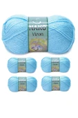 LitaeTrend 5 Adet Vizon Premium Akrilik El Örgü İpi Yünü Renk No:214 Ufuk Mavisi thumbnail 1