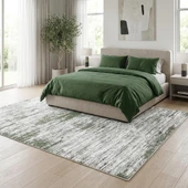 Gri Yeşil Salon Halısı Modern Dokulu Dijital Baskılı Kaymaz Tabanlı Halı thumbnail 3