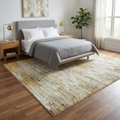 Krem Hardal Sarısı Salon Halısı Modern Dokulu Dijital Baskılı Kaymaz Tabanlı Halı thumbnail 2