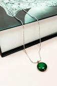 LitaeTrend Zümrüt Doğal Taşı Zincirli El Yapımı Kolye Uç: 1,5 cm Zincir: 20 cm Kutulu thumbnail 6