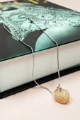 LitaeTrend Kalsit Doğal Taşı Zincirli El Yapımı Kolye Uç: 1,5 cm Zincir: 20 cm Kutulu thumbnail 5