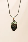 LitaeTrend Turmalin Doğal Taşı Zincirli El Yapımı Kolye Uç: 2 cm Zincir: 20 cm Kutulu thumbnail 3