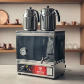 Han Çelik Çift Demlikli Endüstriyel Elektrikli Çay Kazanı - Sıcaklık Göstergeli - Demlik Hediyeli thumbnail 5
