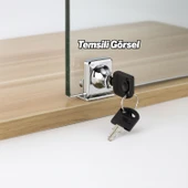 Cam Kilidi Kare Krom Cam Kapak Emniyet Kilidi Dayanıklı Metal Güvenli Kilit Sistem Çekmece 1 Adet thumbnail 3