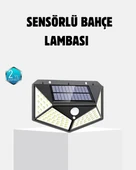 CEYLAN ADAM Güneş Enerjili 100 LED Dış Mekan Lamba – Hareket Sensörlü, 2200mAh Bataryalı Solar Aydınlatma thumbnail 1