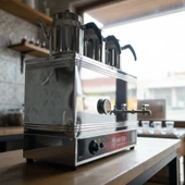 Han Çelik Üç Demlikli Endüstriyel Elektrikli Çay Kazanı - Sıcaklık Göstergeli - Demlik Hediyeli thumbnail 3