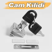 Cam Kilidi Kare Krom Cam Kapak Emniyet Kilidi Dayanıklı Metal Güvenli Kilit Sistem Çekmece 1 Adet thumbnail 2
