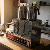 Han Çelik Çift Demlikli Pleytli Endüstriyel Elektrikli Çay Kazanı - Sıcaklık Göstergeli - Demlik Hediyeli thumbnail 4