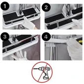 BUFFER® Banyo Direğine Asılabilir Köşelik Şampuanlık Sabunluk Çift Askılı Düzenleyici Raf Paslanmaz thumbnail 7