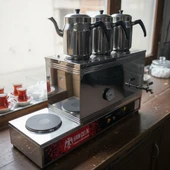 Han Çelik Üç Demlikli Pleytli Endüstriyel Elektrikli Çay Kazanı - Sıcaklık Göstergeli - Demlik Hediyeli thumbnail 2