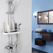 BUFFER® Banyo Direğine Asılabilir Köşelik Şampuanlık Sabunluk Çift Askılı Düzenleyici Raf Paslanmaz thumbnail 8