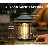 Alaska Retro Şarjlı Kamp Lambası - IPX4 Su Geçirmez, Dimmer Ayarlı, 1200mAh LED Fener thumbnail 3