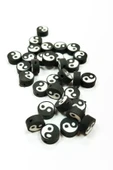 LitaeTrend 90 Adet 10 mm Polimer Kil Fimo Boncuk Takı Bileklik + 5 Metre Misina Hediye - Yin Yang - Yin Yang - Limon thumbnail 2