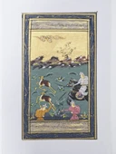 Urdu Yazıtlı Av Sahnesi Adlı El Yapımı Minyatür Resim 21x12 cm thumbnail 1