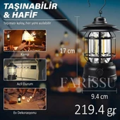 Alaska Retro Şarjlı Kamp Lambası - IPX4 Su Geçirmez, Dimmer Ayarlı, 1200mAh LED Fener thumbnail 2