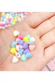 LitaeTrend 60 gr (300 adet) Şeker Rengi Akrilik Kalp Boncuklar Renkli Karışık Plastik Pastel Boncuklar Ara Boncuk Kalp Ş thumbnail 5