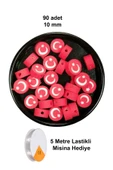 LitaeTrend 90 Adet 10 mm Polimer Kil Fimo Boncuk Takı Bileklik + 5 Metre Lastikli Misina Hediye - Türk Bayrağı thumbnail 1