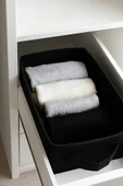 Siyah Dolap İçi, Çamaşır, Oyuncak Düzenleyici, Saklama Kutusu, Keçe Sepet Organizer 38x25x13 cm thumbnail 2