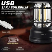 Alaska Retro Şarjlı Kamp Lambası - IPX4 Su Geçirmez, Dimmer Ayarlı, 1200mAh LED Fener thumbnail 4