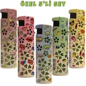 Hunter Turbo Jet Alevli Işıklı Metal Çakmak 5’li Set – Doldurulabilir LED Işıklı (32-4B-K) thumbnail 1