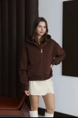 3 iplik şardonlu kapşonlu hoodie frm kahve p510437 thumbnail 1